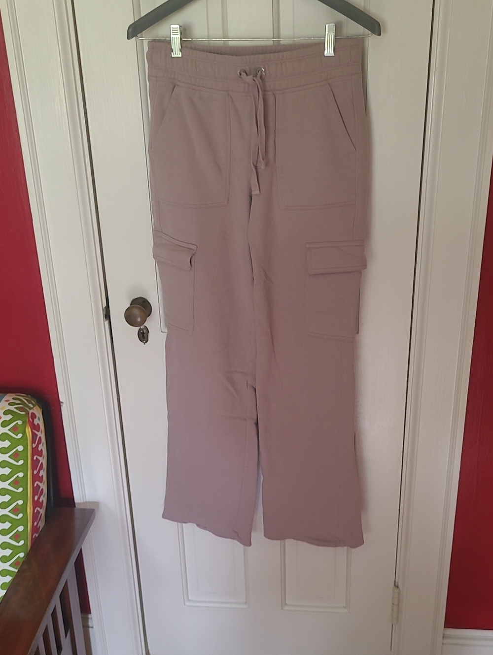 Calvin Klein Women's Wide-Leg Cargo Sweatpants - Mauve - XS